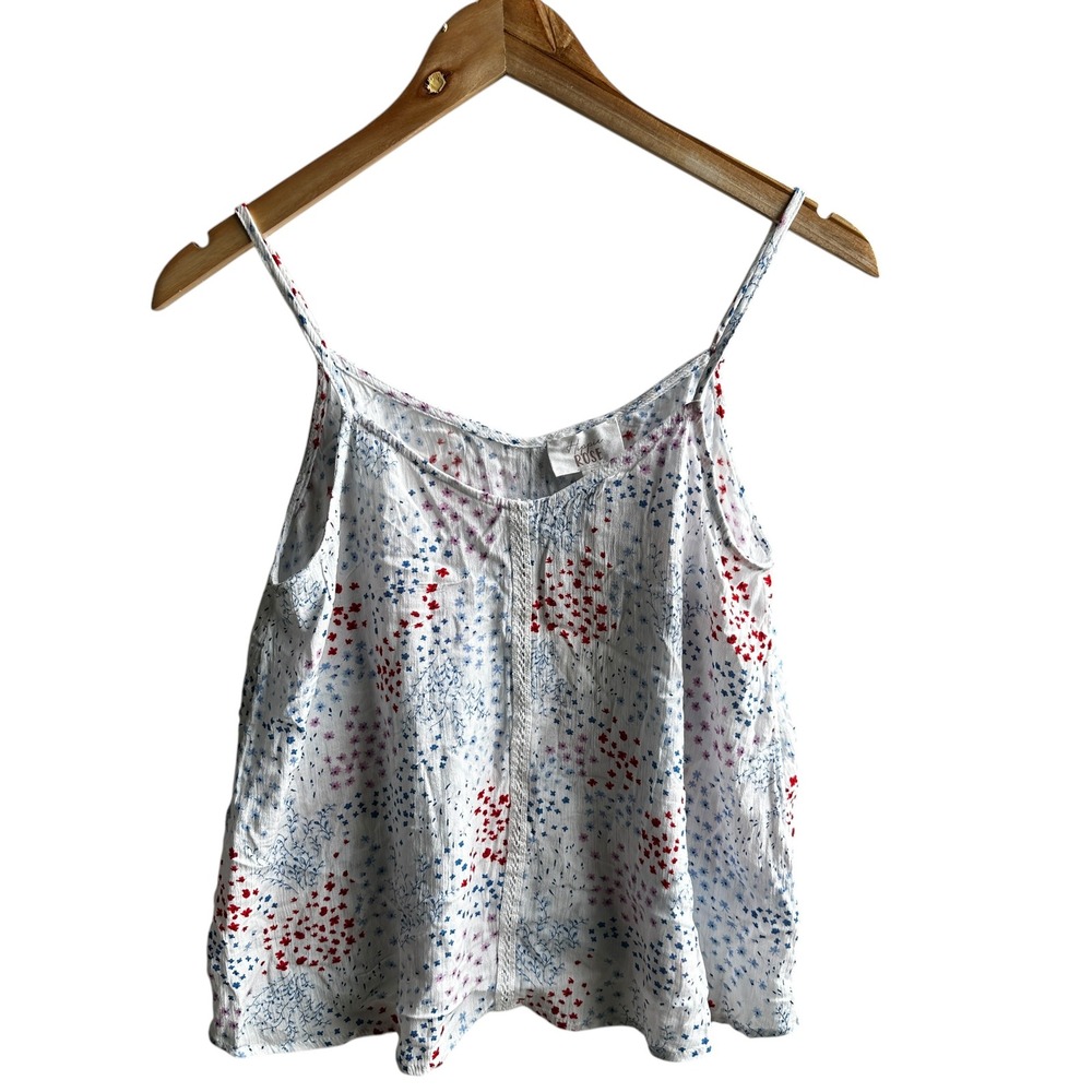 Hippie Rose Floral Cami Top Casual‎ Summer Baby Doll White Medium NWT